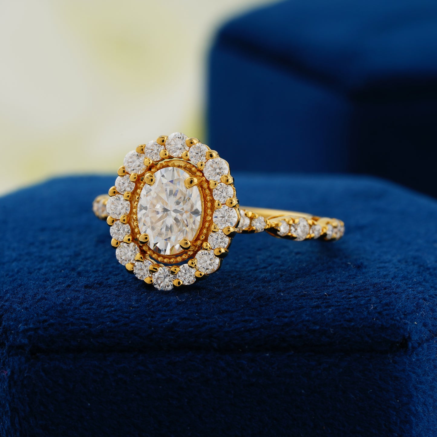 1.33 CT Oval Lab Grown Diamond Halo Engagement Ring – The Eternal Embrace