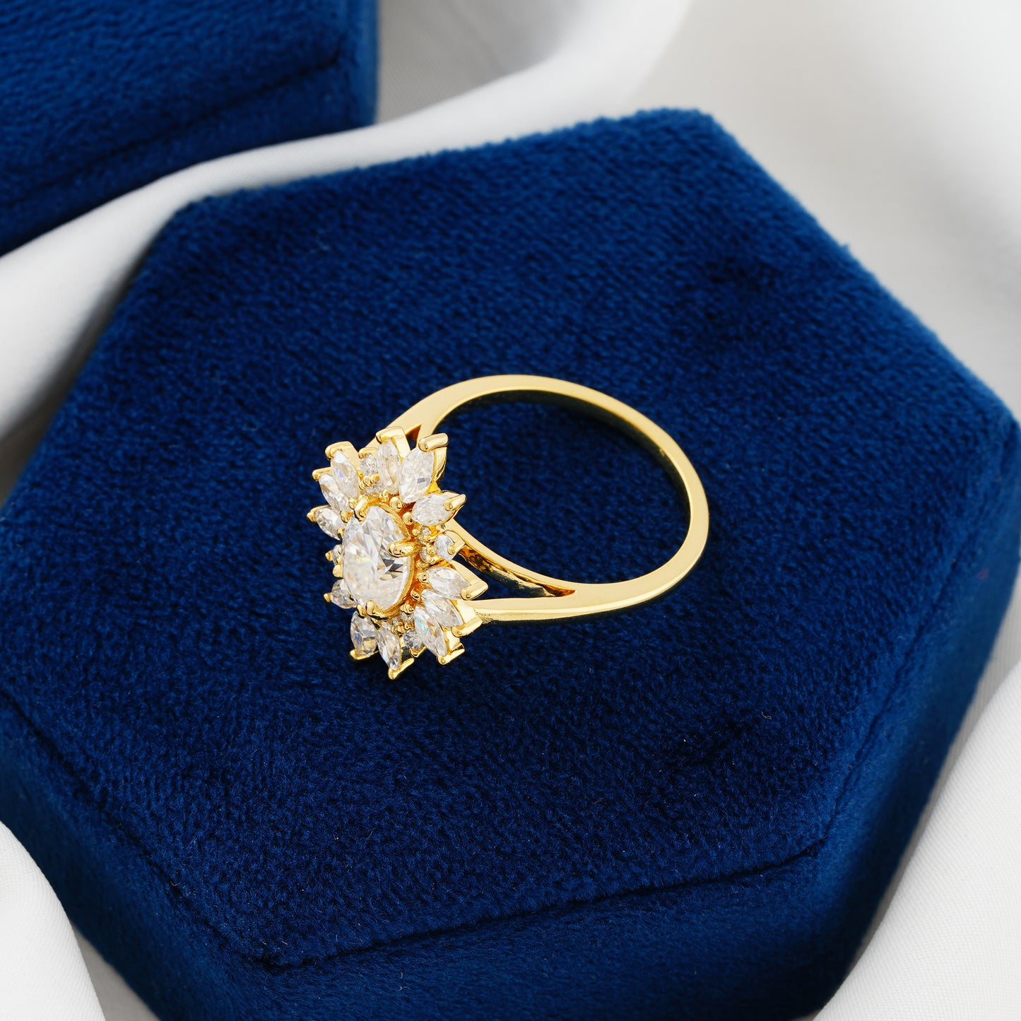 1.33 CT Oval Lab Grown Diamond Halo Ring – The Celestial Bloom