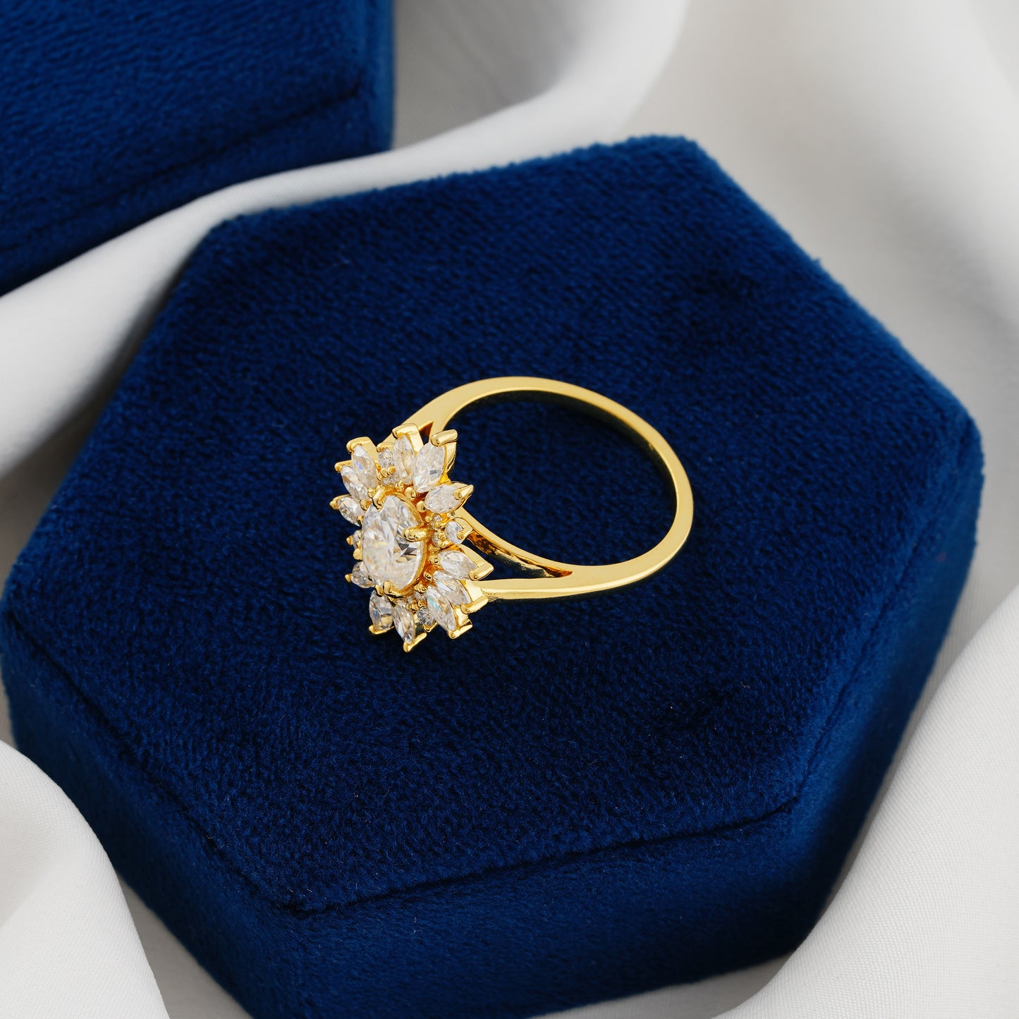 1.33 CT Oval Lab Grown Diamond Halo Ring – The Celestial Bloom