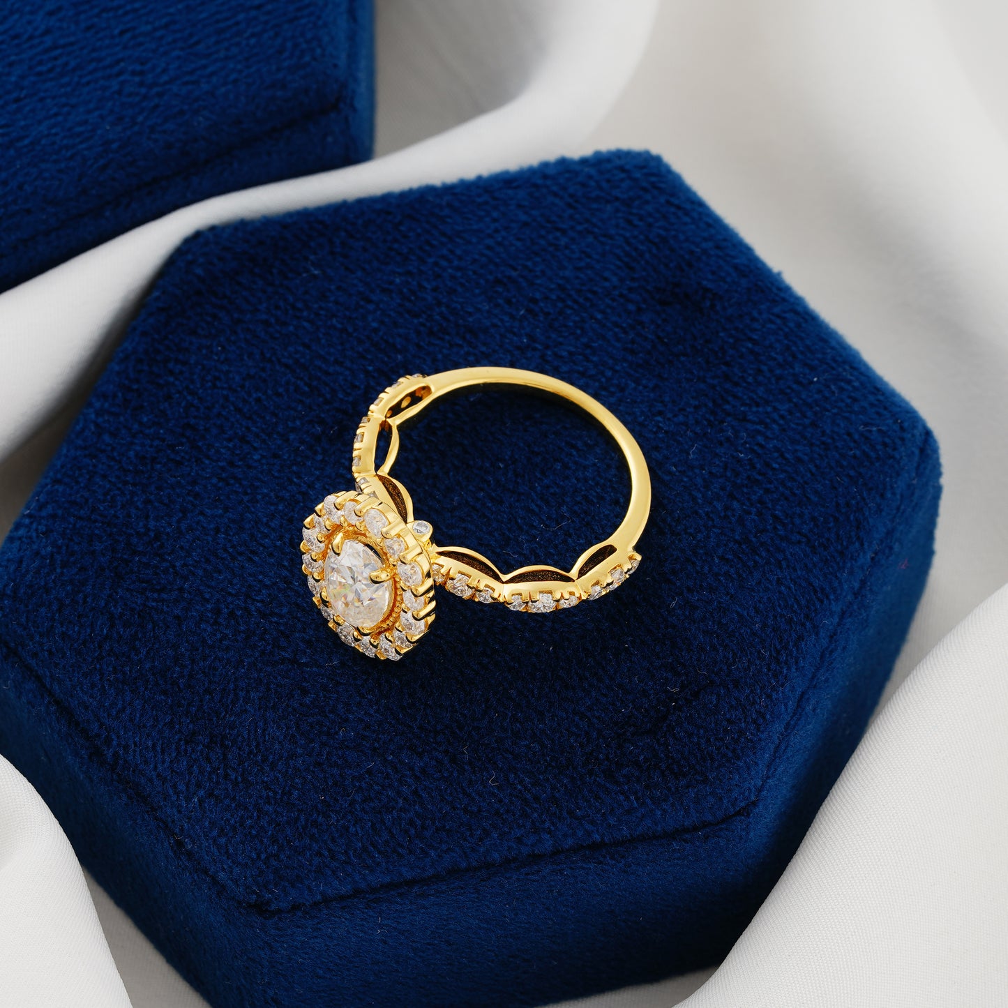 1.33 CT Oval Lab Grown Diamond Halo Engagement Ring – The Eternal Embrace