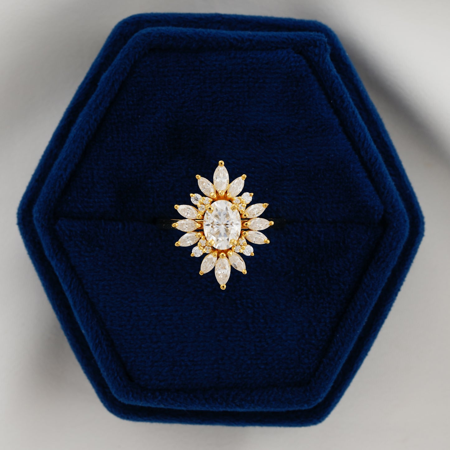 1.33 CT Oval Lab Grown Diamond Halo Ring – The Celestial Bloom