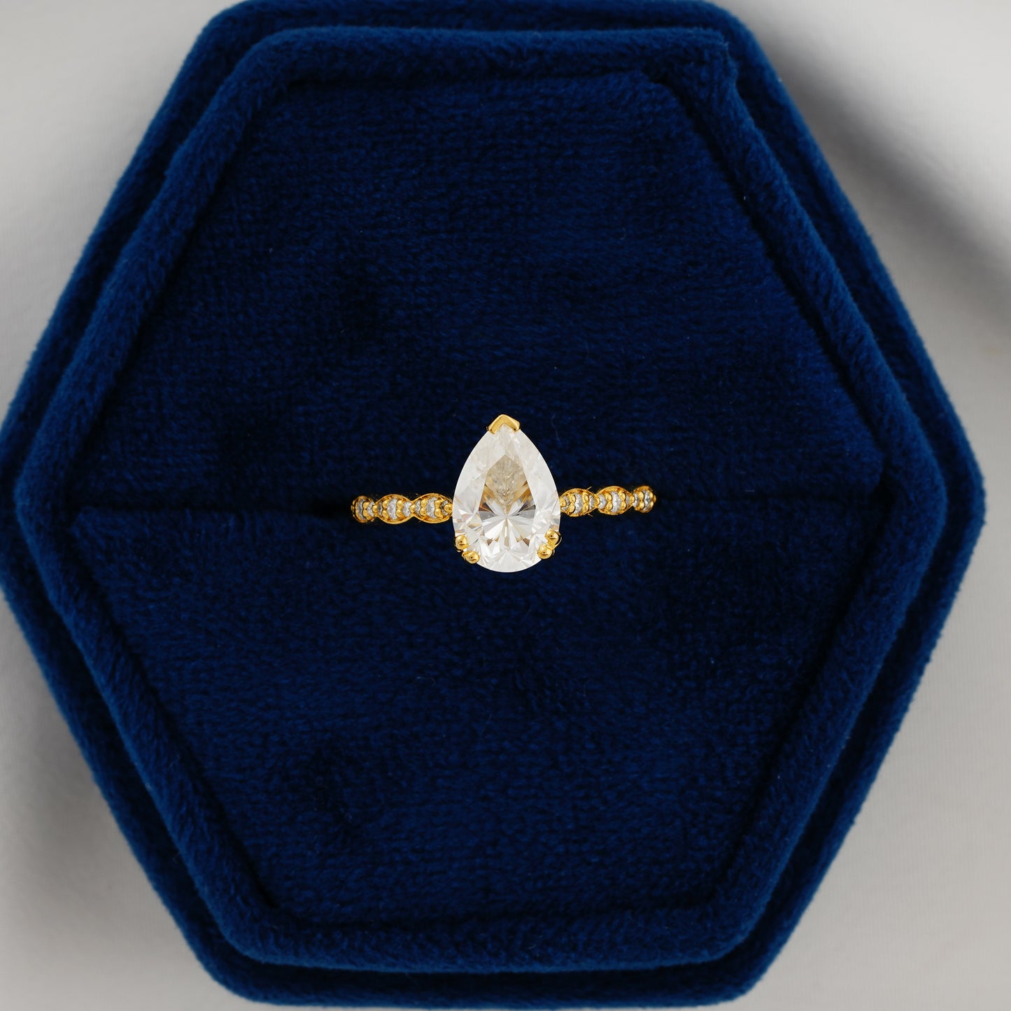 1.93 CT Pear Cut Lab Grown Diamond Engagement Ring – Timeless Teardrop Romance