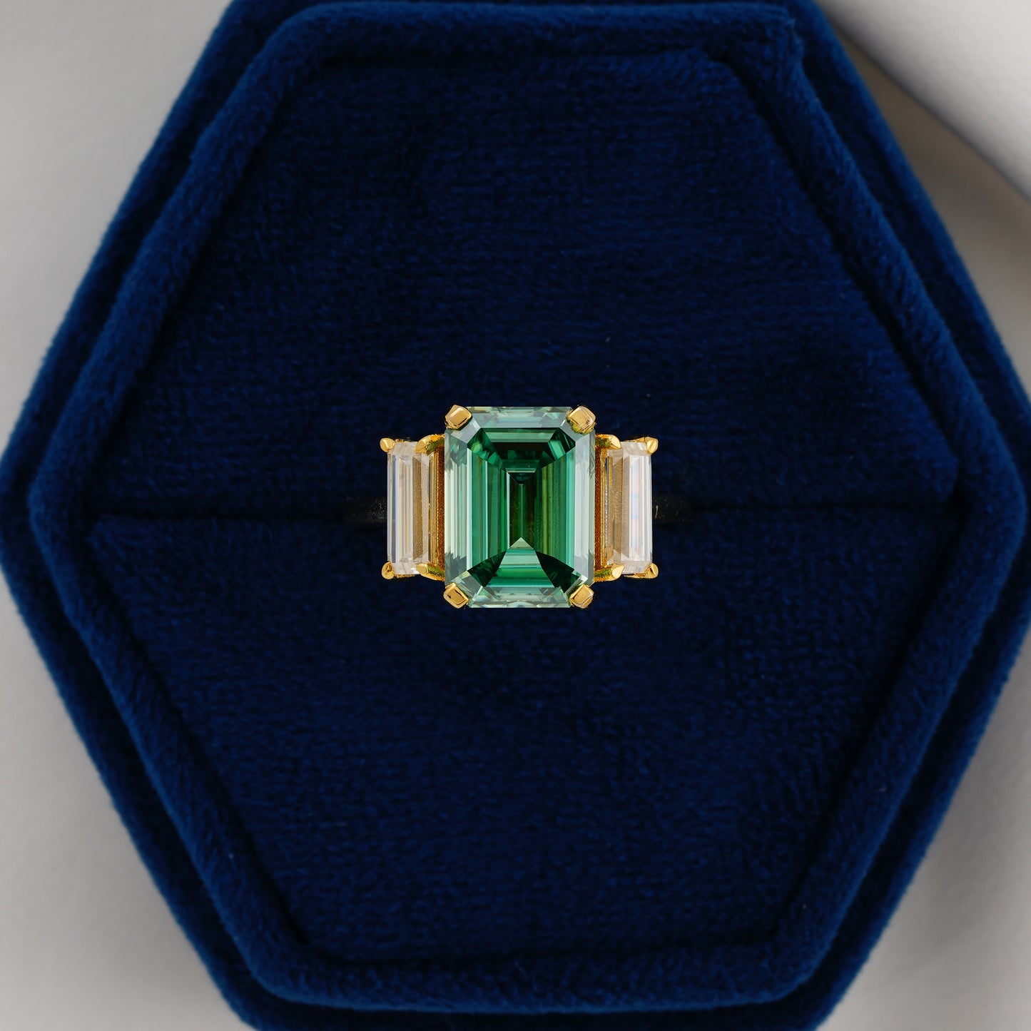 6.2 CT Dark Green Emerald Cut Ring – The Majestic Emerald
