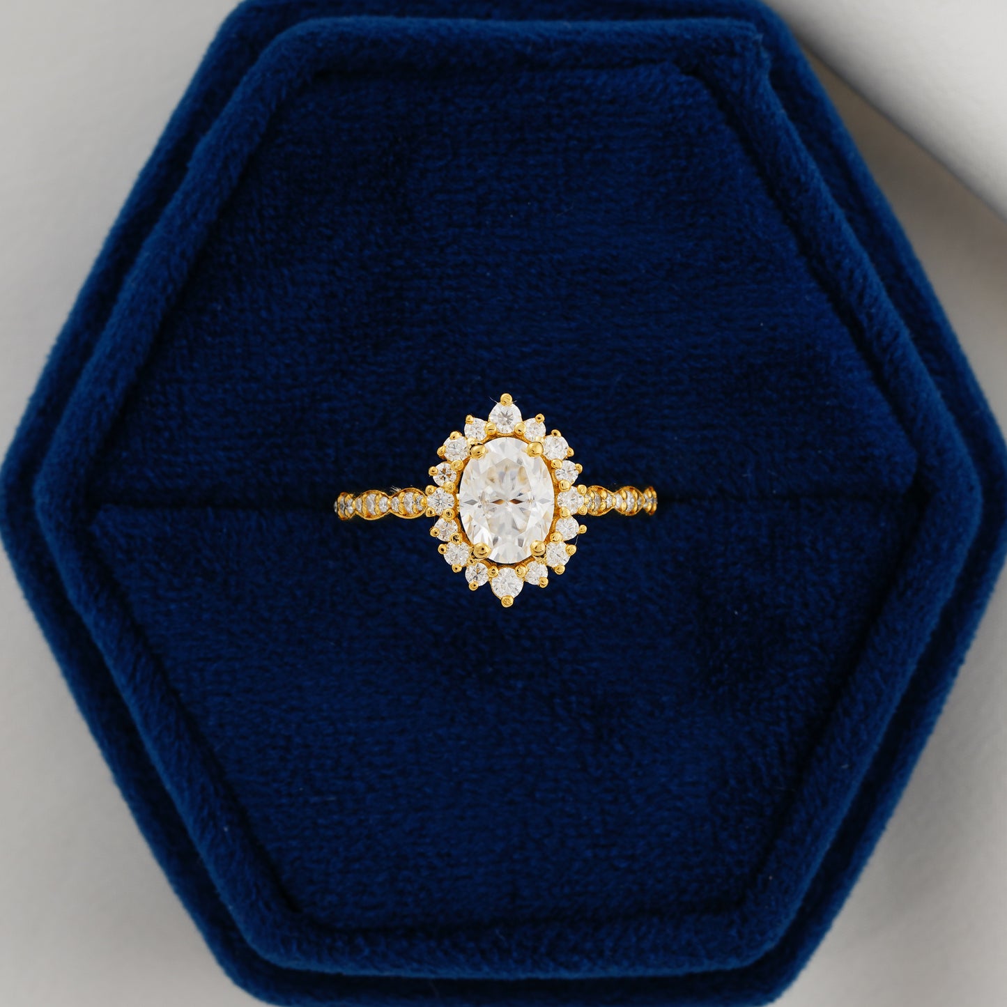 1.33 CT Oval Cut Halo Lab Grown Diamond Ring - Eternal Radiance