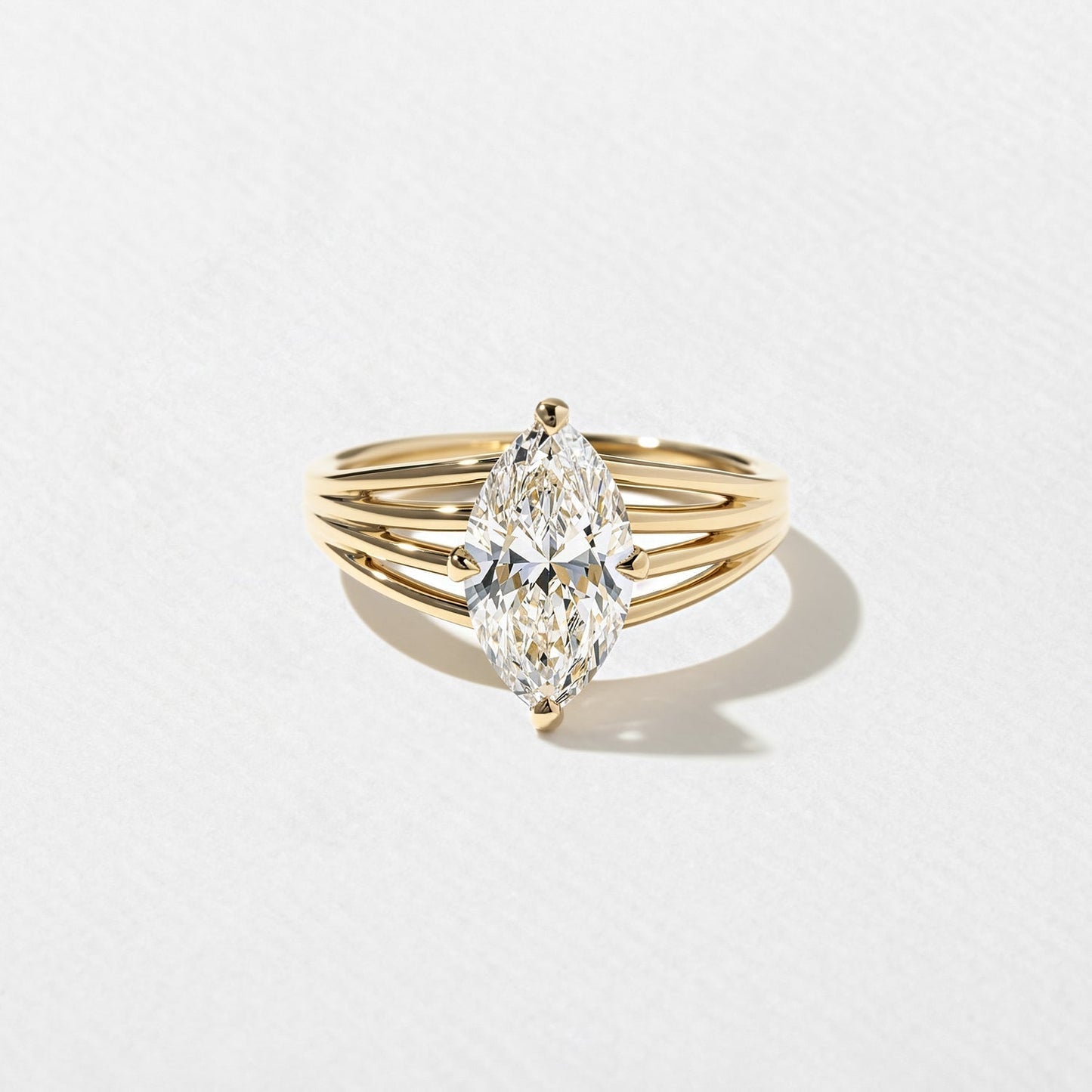 Marquise Lab Diamond Solitaire with Triple Split Band