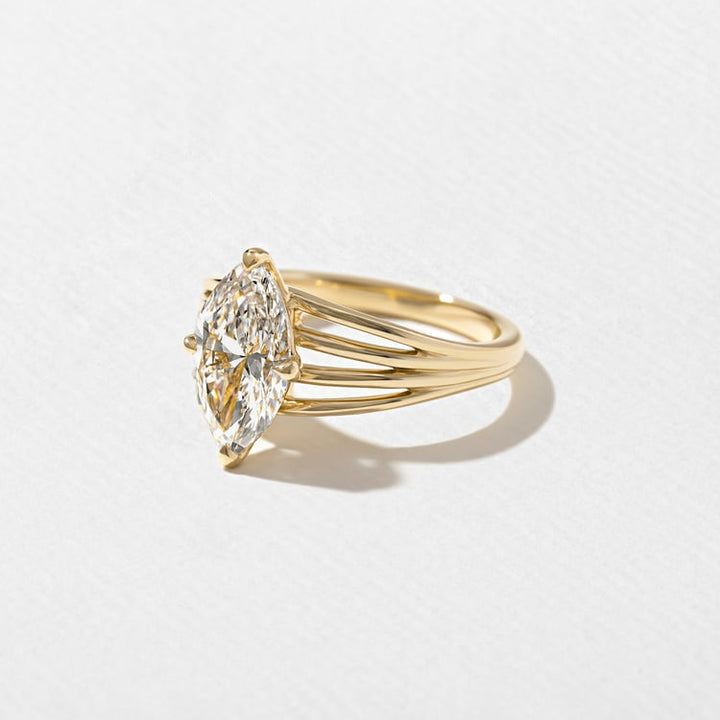 Marquise Lab Diamond Solitaire with Triple Split Band