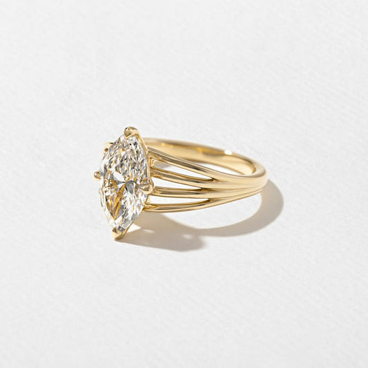 Marquise Lab Diamond Solitaire with Triple Split Band