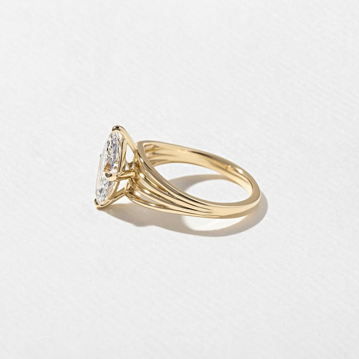 Marquise Lab Diamond Solitaire with Triple Split Band