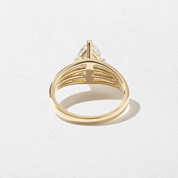 Marquise Lab Diamond Solitaire with Triple Split Band