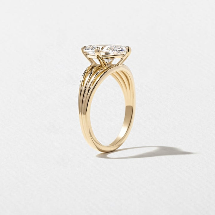Marquise Lab Diamond Solitaire with Triple Split Band
