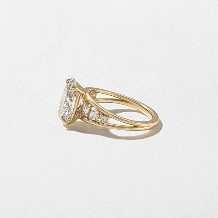 Oval Lab Diamond Ring with Marquise & Baguette Band
