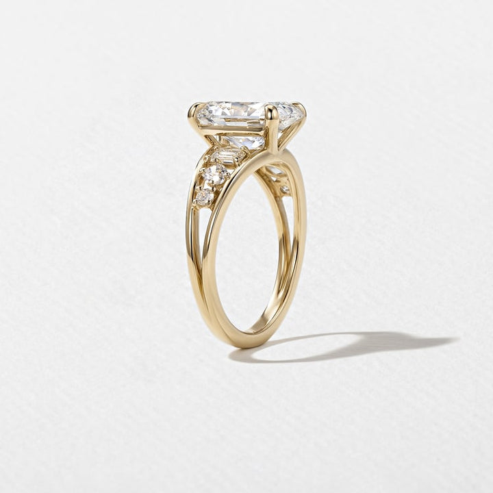 Oval Lab Diamond Ring with Marquise & Baguette Band