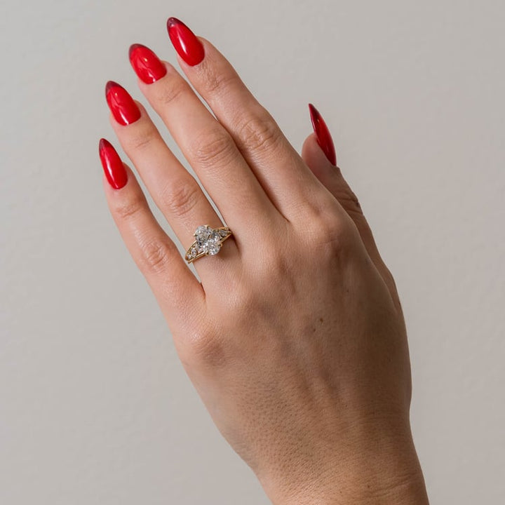 Oval Lab Diamond Ring with Marquise & Baguette Band