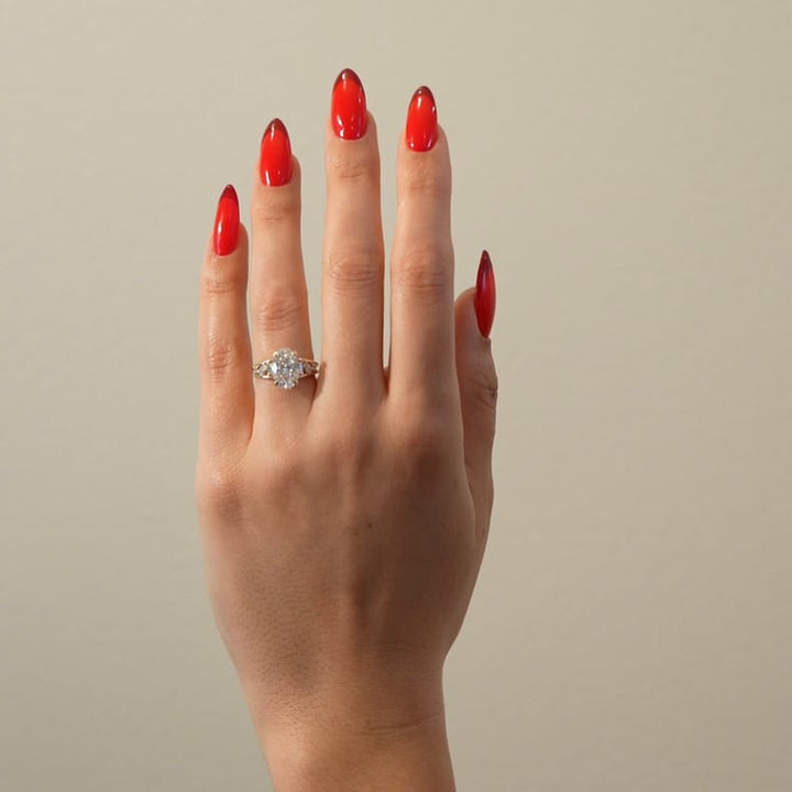 Oval Lab Diamond Ring with Marquise & Baguette Band