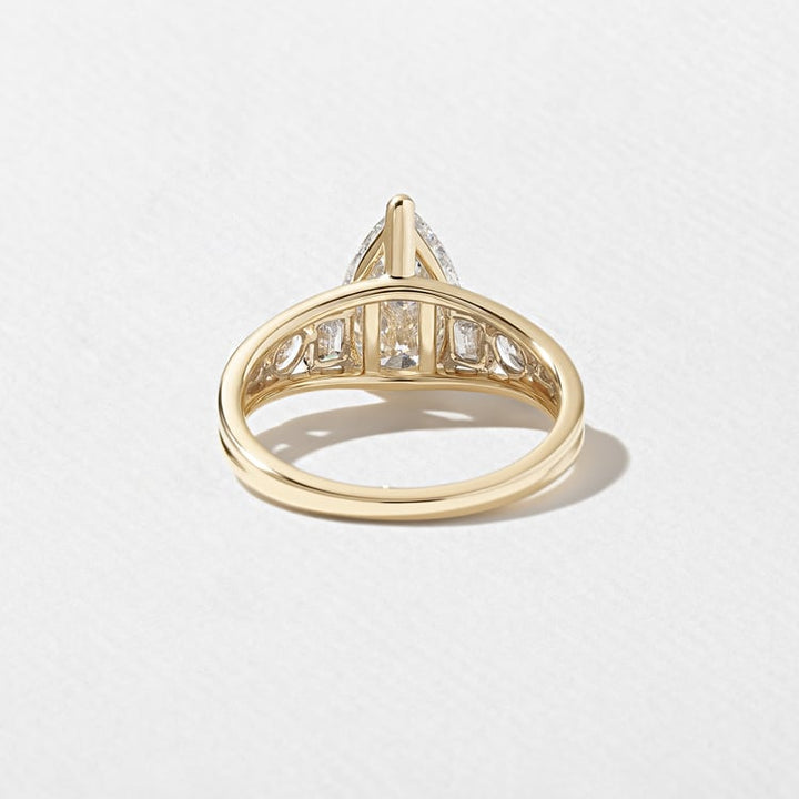 Pear Lab Diamond Ring with Round & Baguette Band