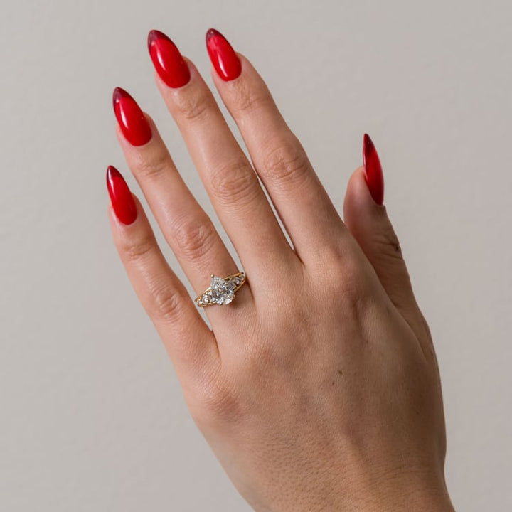 Pear Lab Diamond Ring with Round & Baguette Band
