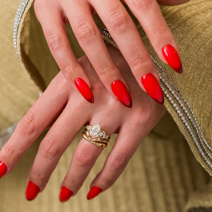 Pear Lab Diamond Ring with Round & Baguette Band