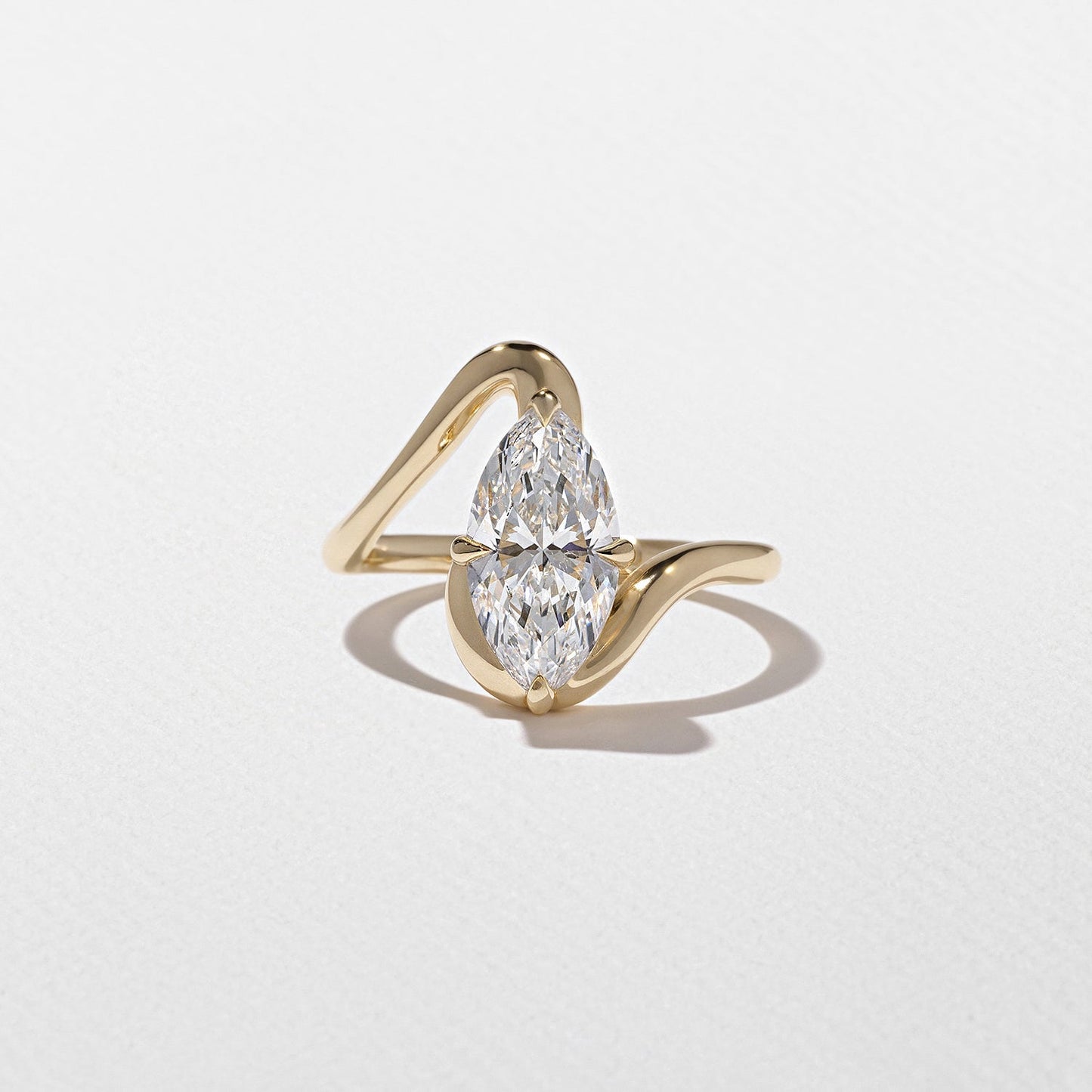 Marquise Lab Grown Diamond Chevron Bypass Solitaire Engagement Ring
