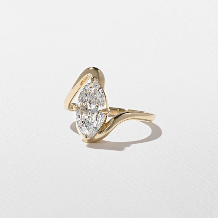 Marquise Lab Grown Diamond Chevron Bypass Solitaire Engagement Ring