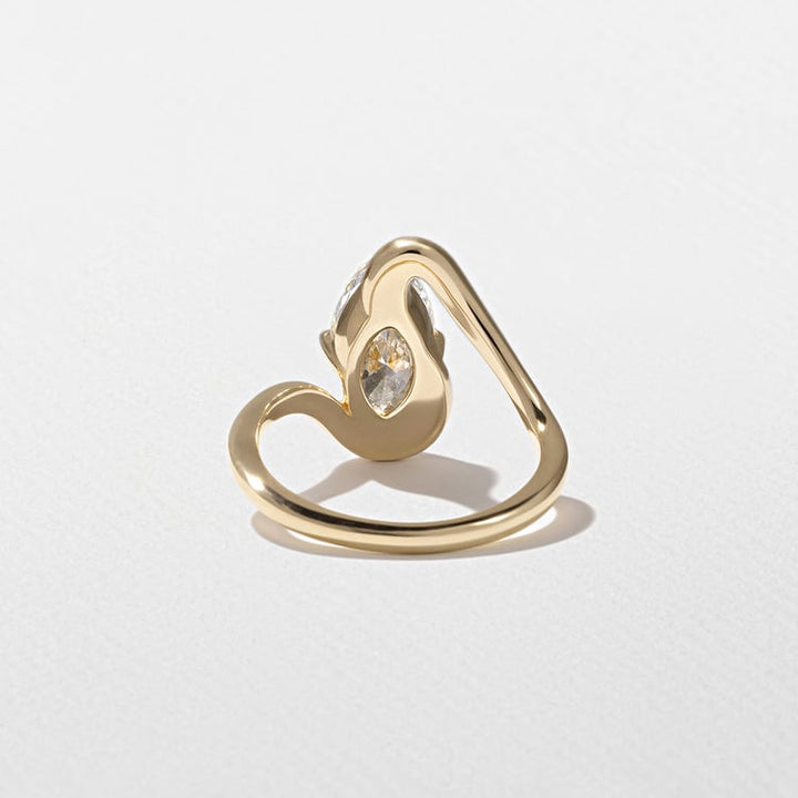 Marquise Lab Grown Diamond Chevron Bypass Solitaire Engagement Ring