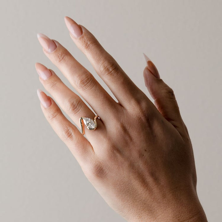 Marquise Lab Grown Diamond Chevron Bypass Solitaire Engagement Ring