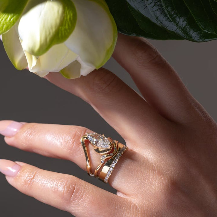 Marquise Lab Grown Diamond Chevron Bypass Solitaire Engagement Ring