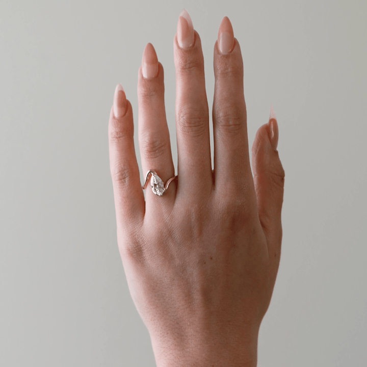 Marquise Lab Grown Diamond Chevron Bypass Solitaire Engagement Ring
