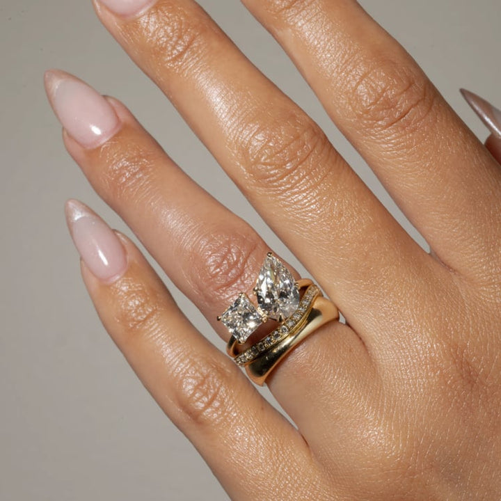 Pear & Princess Cut Lab Grown Diamond Toi et Moi Engagement Ring