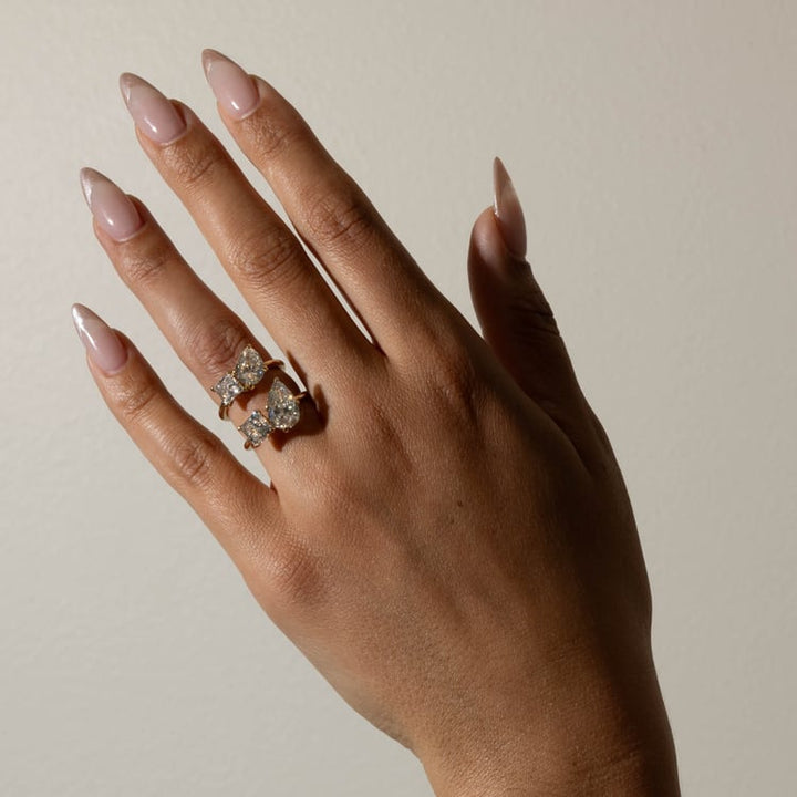 Pear & Princess Cut Lab Grown Diamond Toi et Moi Engagement Ring