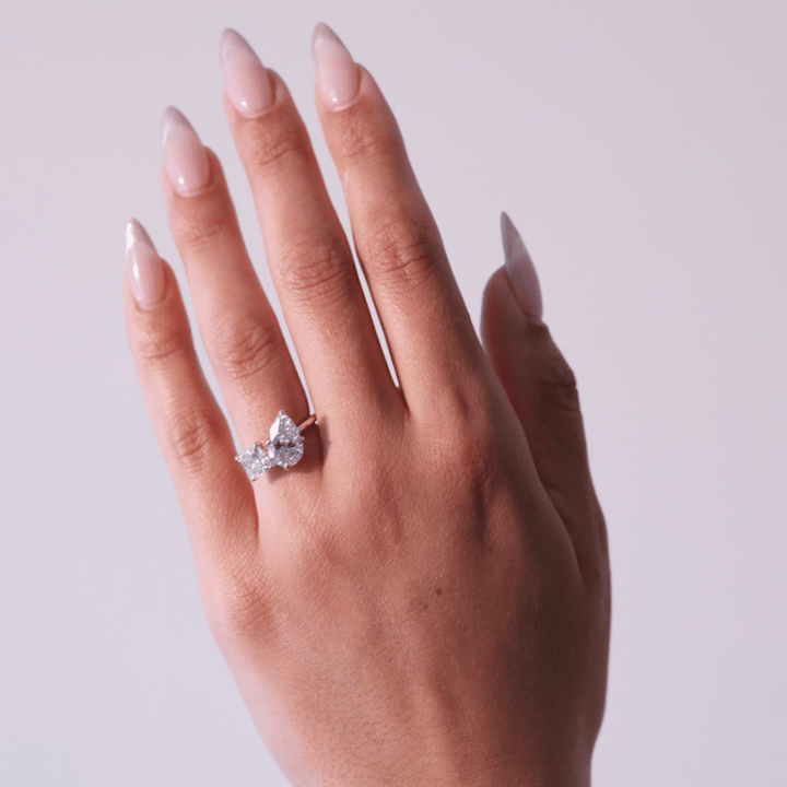 Pear & Princess Cut Lab Grown Diamond Toi et Moi Engagement Ring