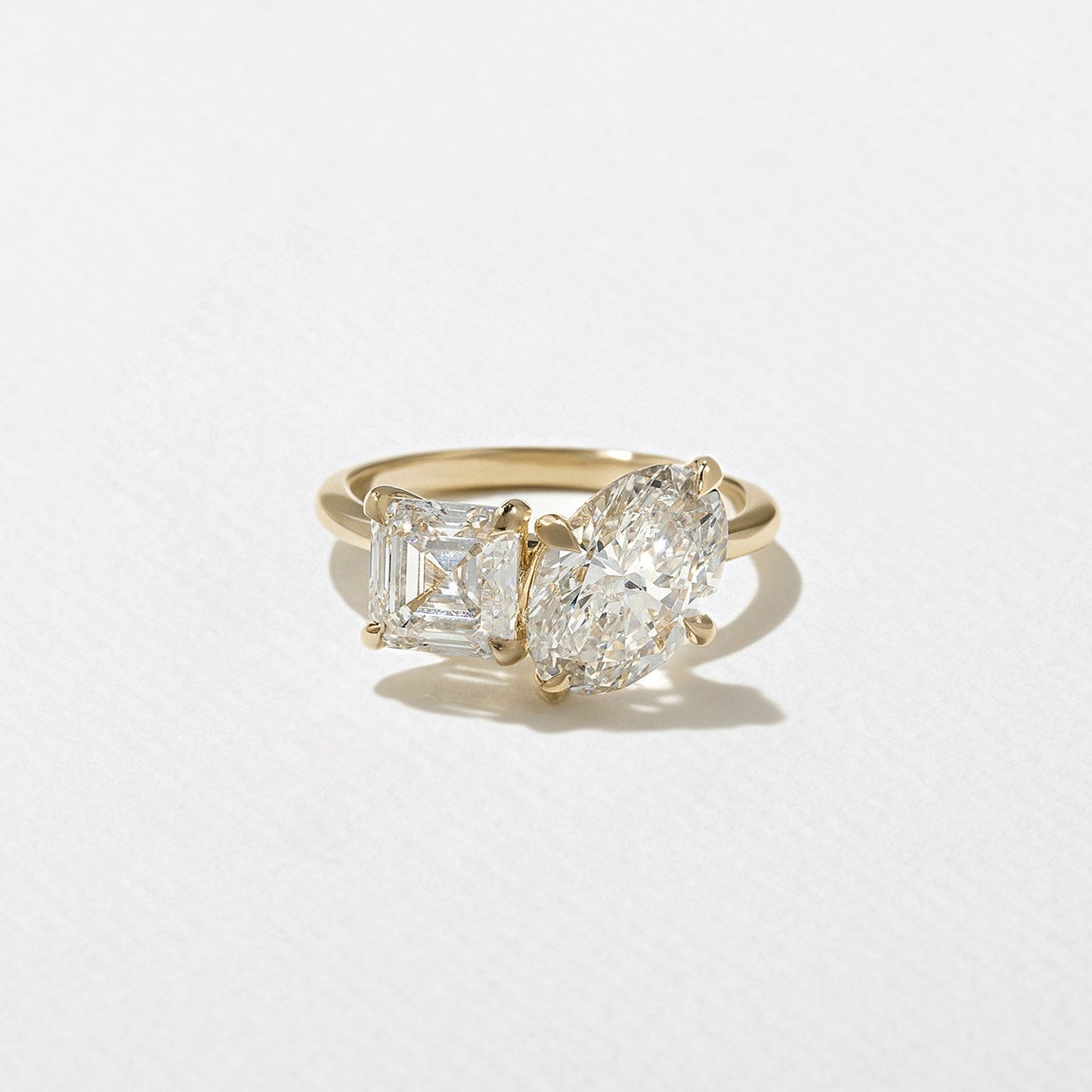 Oval & Asscher Cut Lab Grown Diamond Toi et Moi Engagement Ring