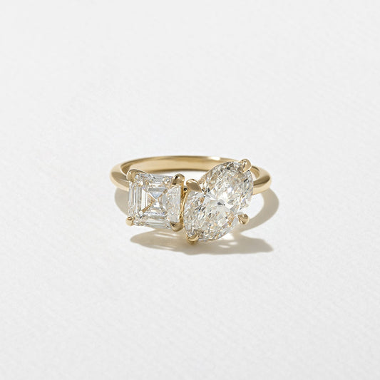 Oval & Asscher Cut Lab Grown Diamond Toi et Moi Engagement Ring