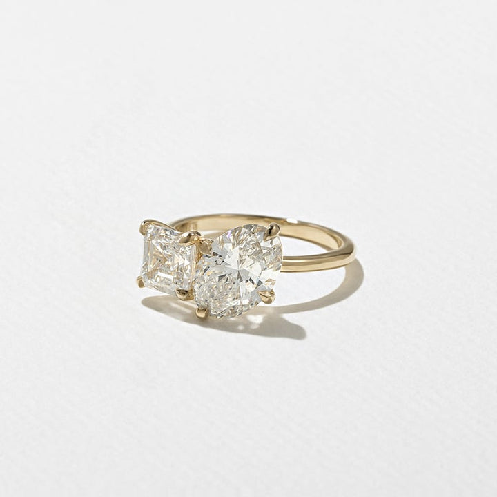 Oval & Asscher Cut Lab Grown Diamond Toi et Moi Engagement Ring
