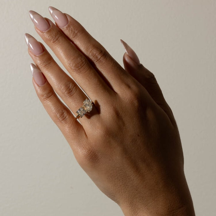 Oval & Asscher Cut Lab Grown Diamond Toi et Moi Engagement Ring