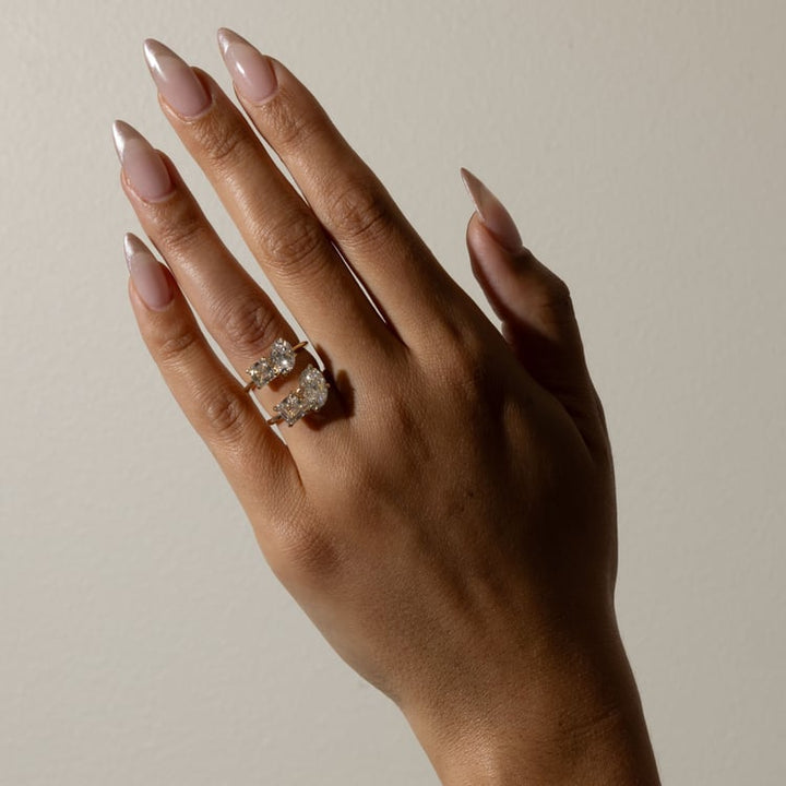Oval & Asscher Cut Lab Grown Diamond Toi et Moi Engagement Ring