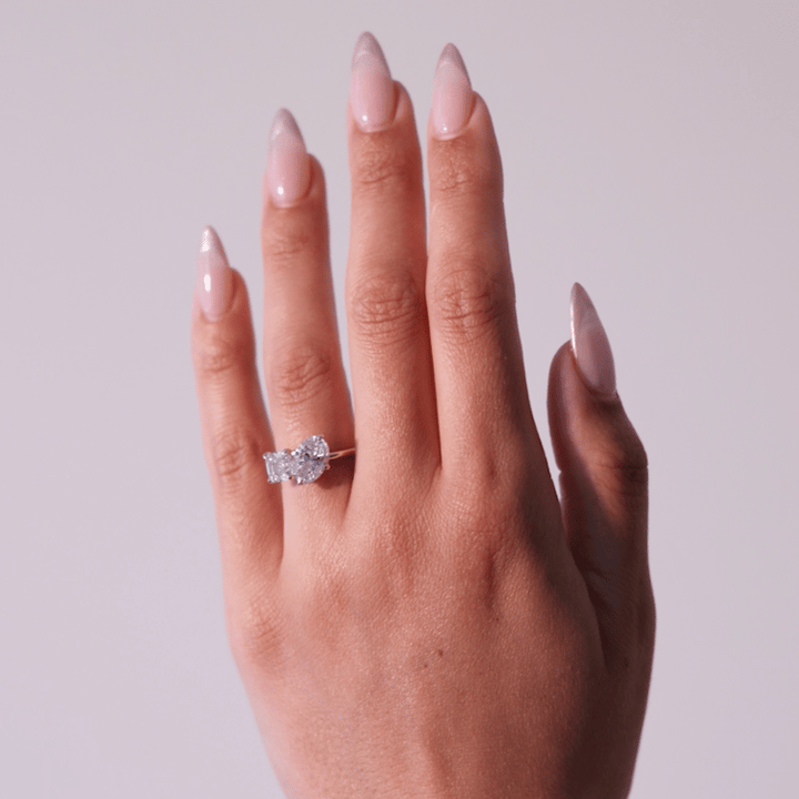 Oval & Asscher Cut Lab Grown Diamond Toi et Moi Engagement Ring