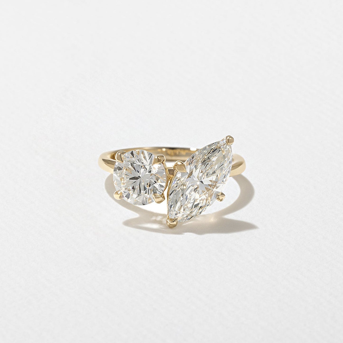 Round & Marquise Cut Lab Grown Diamond Toi et Moi Engagement Ring