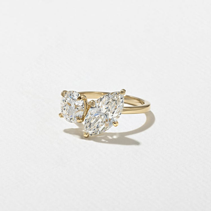 Round & Marquise Cut Lab Grown Diamond Toi et Moi Engagement Ring