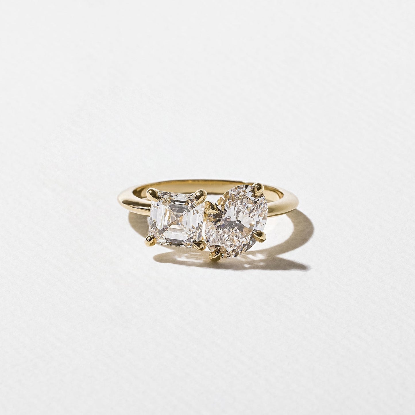 Asscher & Oval Cut Lab Grown Diamond Toi et Moi Engagement Ring