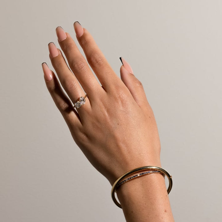 Asscher & Oval Cut Lab Grown Diamond Toi et Moi Engagement Ring