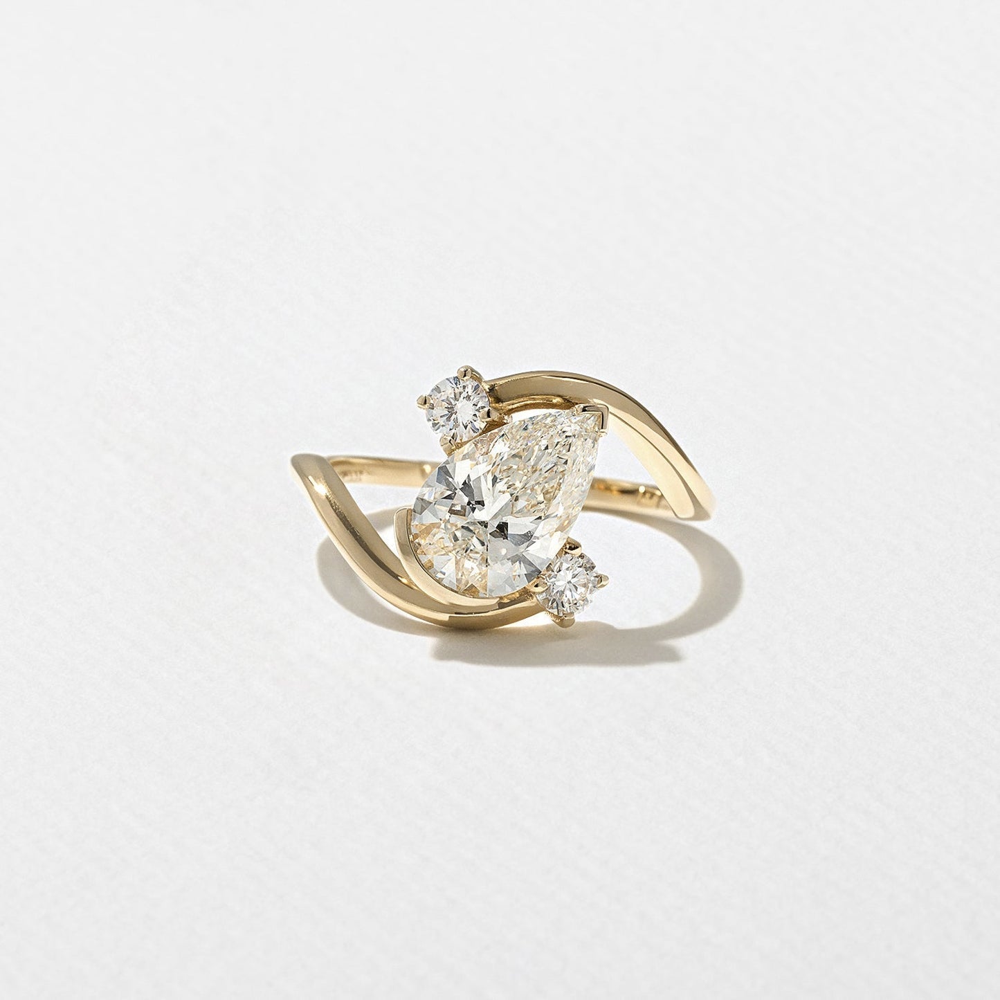 Pear Lab Grown Diamond Bypass Engagement Ring with Round Accent Stones