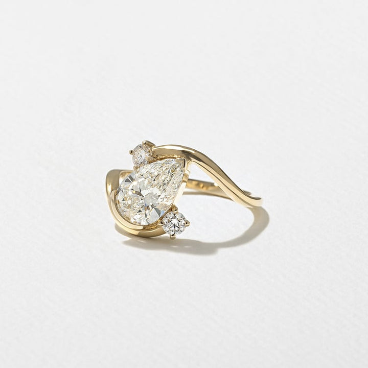 Pear Lab Grown Diamond Bypass Engagement Ring with Round Accent Stones