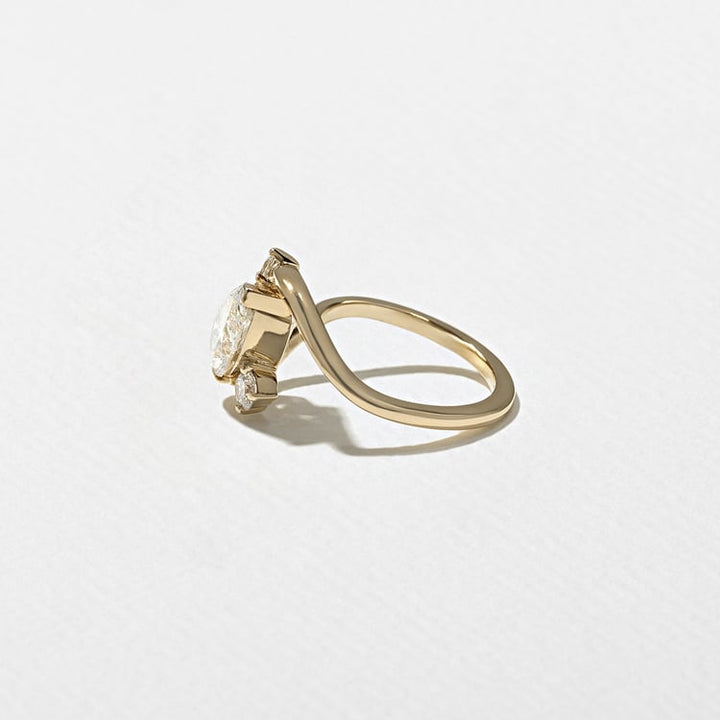 Pear Lab Grown Diamond Bypass Engagement Ring with Round Accent Stones
