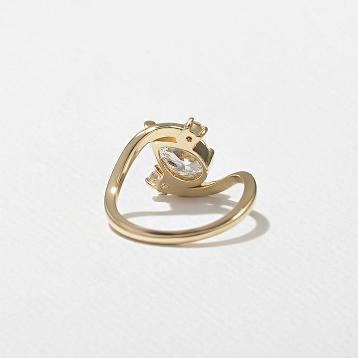 Pear Lab Grown Diamond Bypass Engagement Ring with Round Accent Stones