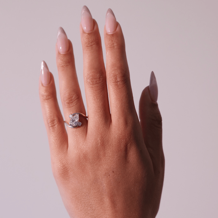 Pear Lab Grown Diamond Bypass Engagement Ring with Round Accent Stones