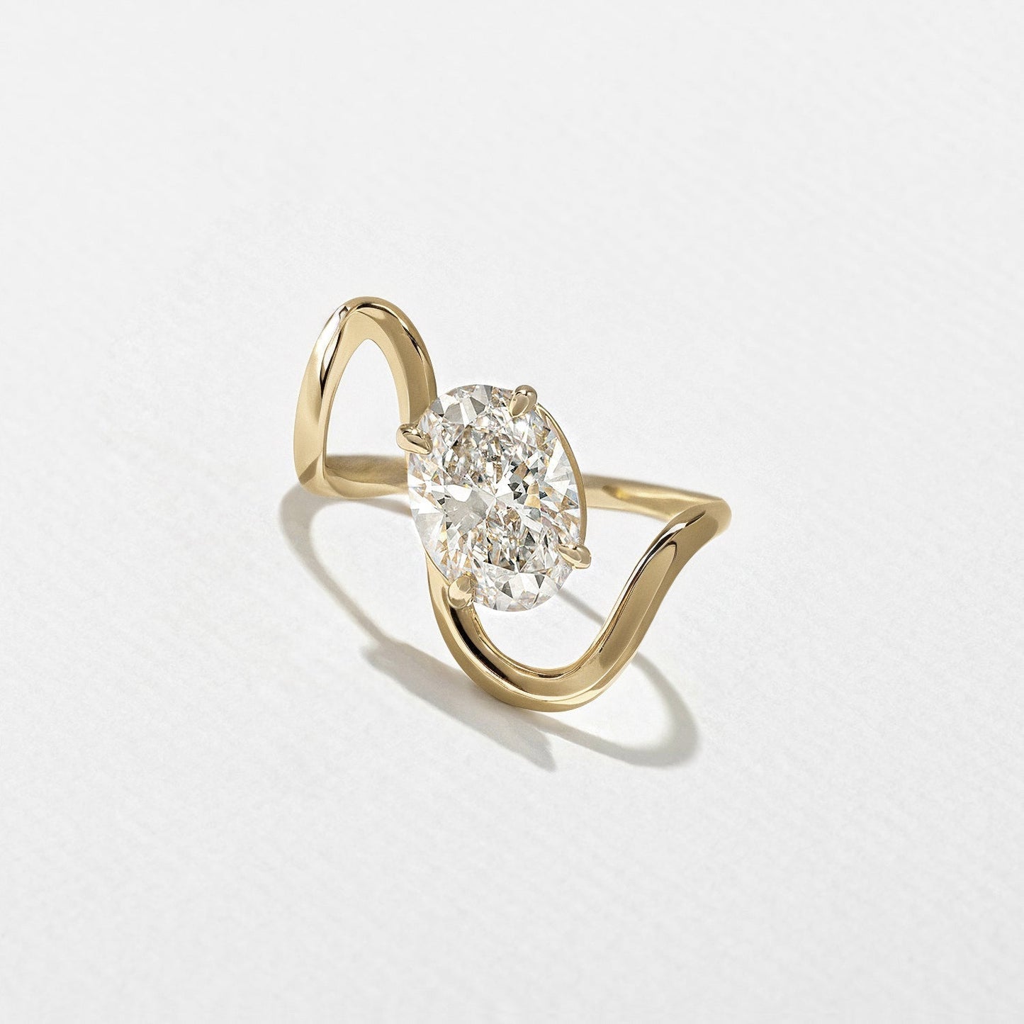 Oval Lab Diamond Solitaire with Sculpted Arc Band