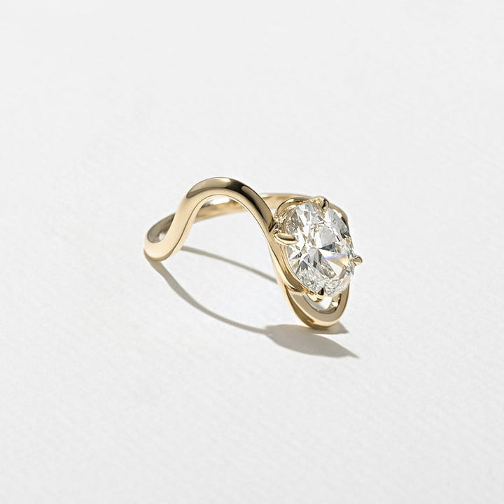 Oval Lab Diamond Solitaire with Sculpted Arc Band