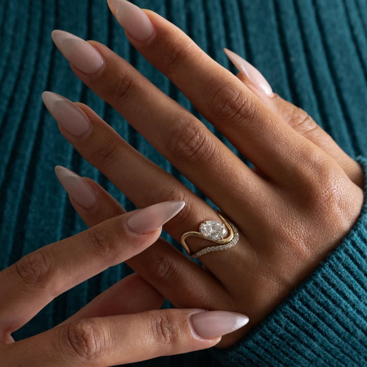 Oval Lab Diamond Solitaire with Sculpted Arc Band