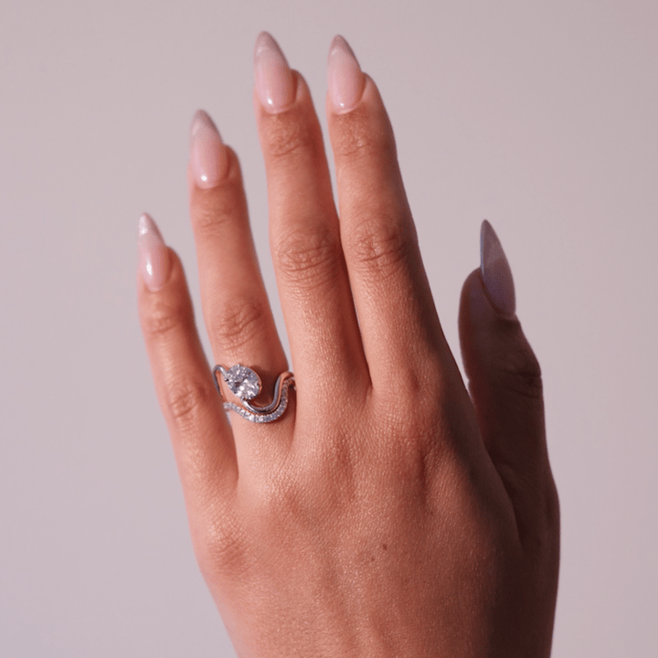 Oval Lab Diamond Solitaire with Sculpted Arc Band