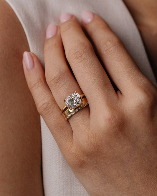 Elongated Cushion Lab-Grown Diamond Flat Band Engagement Ring